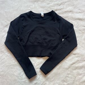 Aerie Black Long Sleeve Crop Top